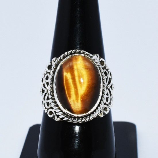 Tiger Eye 925 Sterling Silver Handmade Silver Ring Jewelry Gift For Her