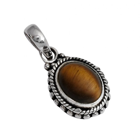 Tiger Eye 925 Sterling Silver Pendant Birthstone Jewelry Gift For Her