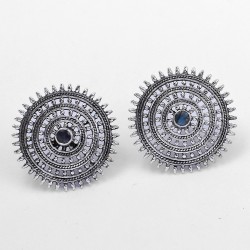 Top Grade Blue Labradorite Studs Earrings Handmade Silver Earring Solid 925 Sterling Silver Oxidized Jewelry