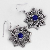 Top Quality Silver Drops Earring Blue Lapis Lazuli Earring Handmade 925 Sterling Silver Jewelry