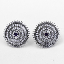 Touch Of Life Blue Iolite Studs Earring Oxidized Jewelry 925 Sterling Silver Wholesale Silver Jewelry