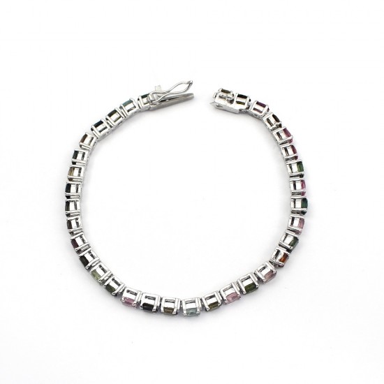 Tourmaline Gemstone 925 Sterling Silver Stylish Bracelet Handmade Jewelry