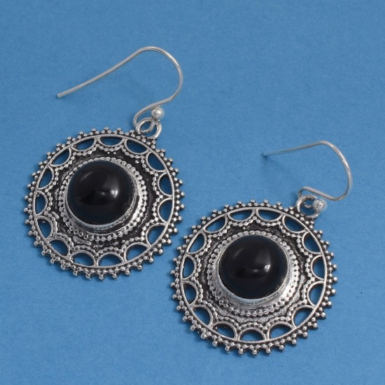 Trendy Black Onyx Drop Earring Oxidized Jewellery 925 Sterling Silver Women Handcrafted Jewellery