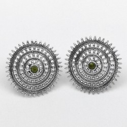 Trendy Style Natural Peridot Studs Earring Solid 925 Sterling Silver Women Handcrafted Silver Jewellery