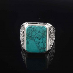 Turquoise Rectangle Shape Indian 925 Silver Ring Handmade Silver Ring Turquoise !! 925 Sterling Silver Ring Jewelry 