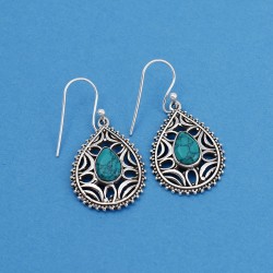 Beautiful Silver Earring !! Turquoise 925 Sterling Silver Dangle Earring Jewelry