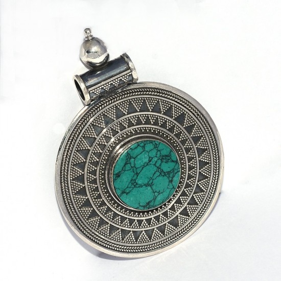 Natural Turquoise Pendant 925 Sterling Silver Pendant Jewelry Exporter Gift For Her