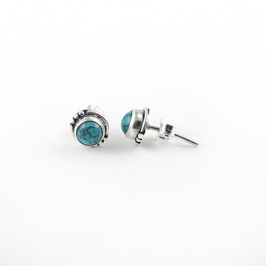 Turquoise Stud Earring 925 Sterling Silver Women Fashion Jewelry