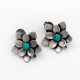 Natural Turquoise Stud Earring 925 Sterling Silver Handmade Oxidized Jewelry Gift For Her