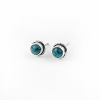 Attractive Green Turquoise Stud Earring 925 Sterling Silver Jewelry