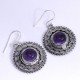 Unique Silver Jewelry Purple Amethyst Drop Dangle Earring Solid 925 Sterling Silver Oxidized Jewelry
