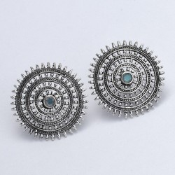 Unique Style Rainbow Moonstone Studs Earring 925 Sterling Silver Oxidized Silver Earring Jewellery