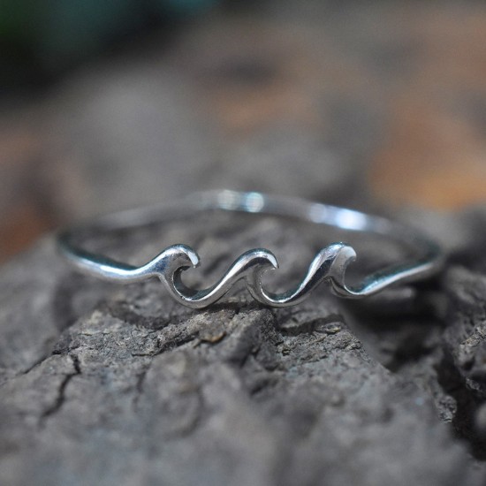 Wave Ring 925 Sterling Silver Handmade Silver Band Ring Girls Fashion Jewellery Gift For Her