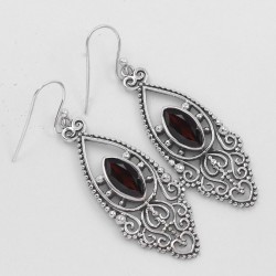 Well Looking Red Garnet Drops Earrings Oxidized Jewelry 925 Sterling Silver Teardrop Earring Jewelry