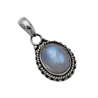Amazing !! White Rainbow Moonstone 925 Sterling Silver Pendant Jewelry