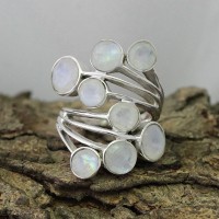 Paths Of Love !! Rainbow Moonstone 925 Sterling Silver Handmade Ring