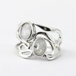 White Rainbow Moonstone 925 Sterling Silver Ring Boho Ring Birthstone Ring Jewellery