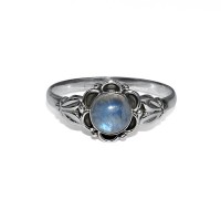 White Rainbow Moonstone 925 Sterling Solid Silver Ring Jewelry