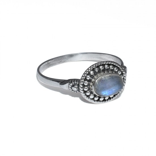 White Rainbow Moonstone Ring 925 Sterling Silver Birthstone Ring Jewelry
