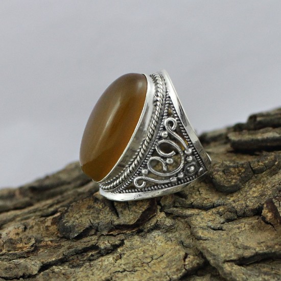 Yellow Onyx 925 Sterling Silver Solitaire Ring Handmade Jewelry