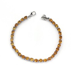 Yellow Citrine Oval Shape 925 Sterling Silver Handmade Bracelet Jewelry For Her